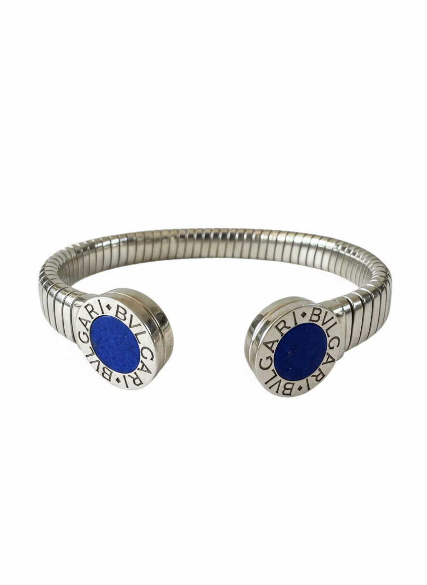 Bulgari Silver Tubogas Bracelet with Lapis Lazuli