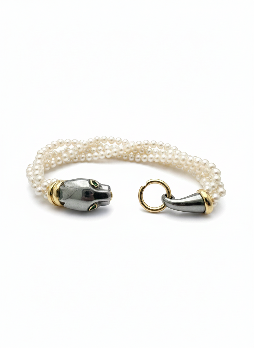 Cartier Pearl & Panther Bracelet