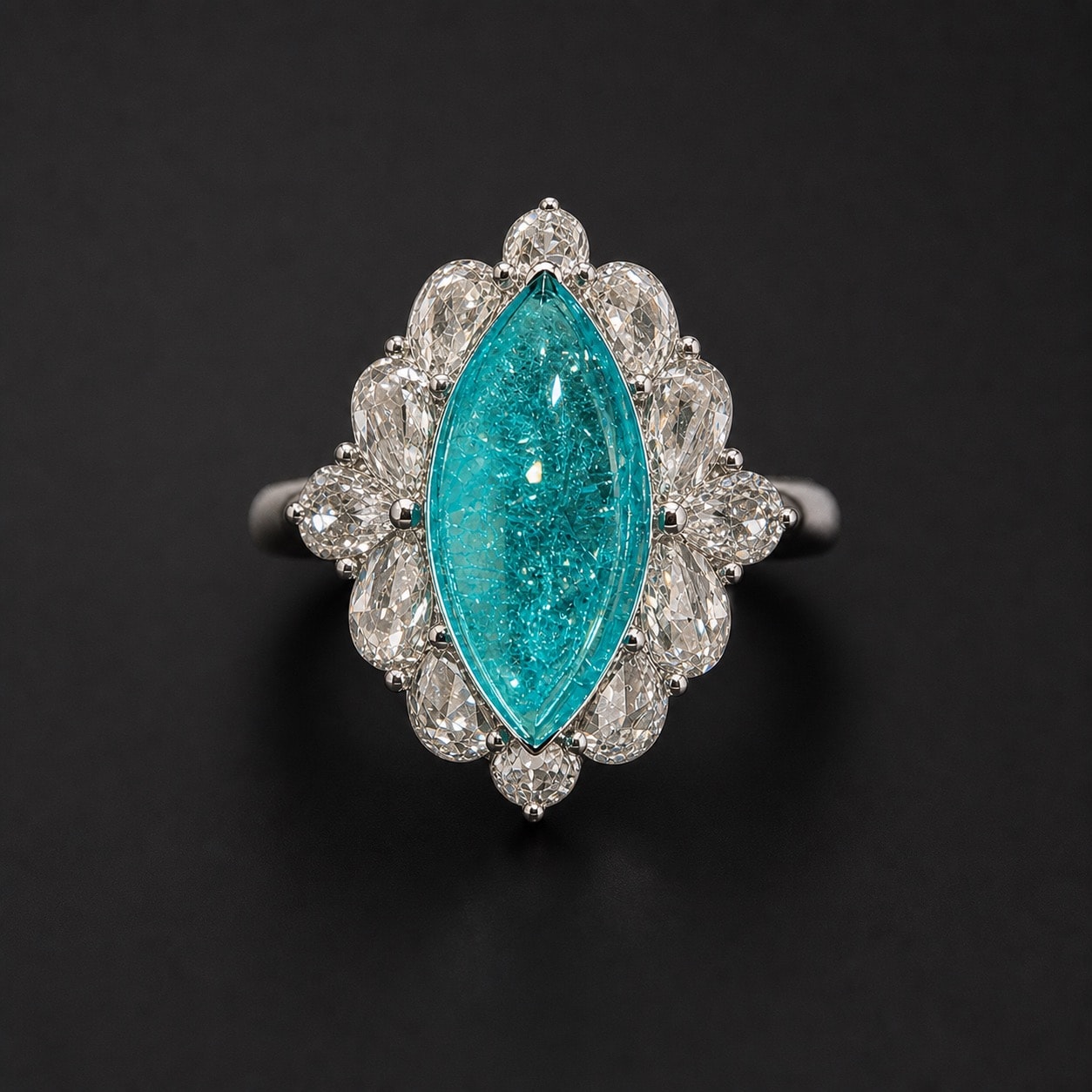 Brazilian Paraiba Tourmaline & Diamond Ring 3.66 ct and 1.65 Diamonds