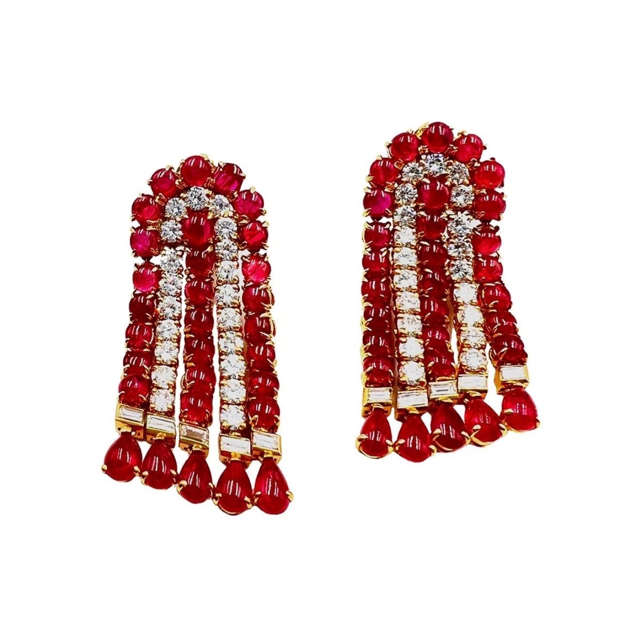 Bvlgari Burma Ruby & Diamond Cascade Earrings