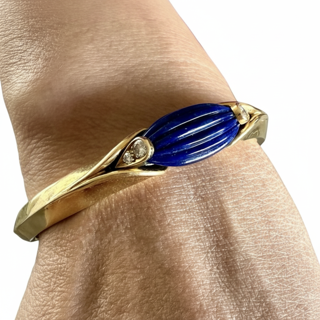 Gold & Lapis Lazuli Bangle
